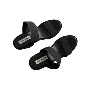 Steve Madden Womens Black Stretch Strap Lugged Sole Platform Sandal Size 6.5M